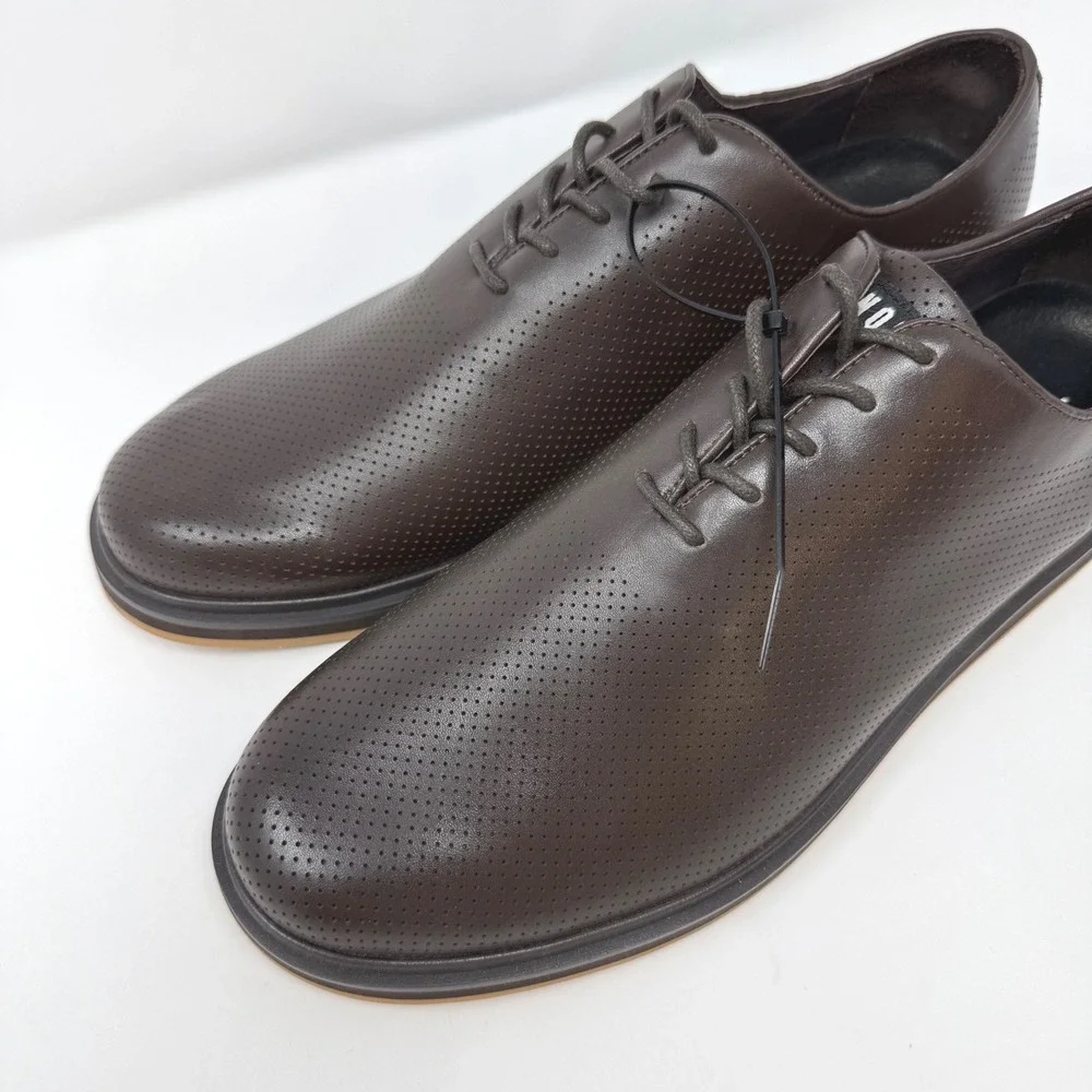 NOBULL Mens Size 11.5 US Leather Dress Shoes Espresso‎ Perforated Oxford NWOT